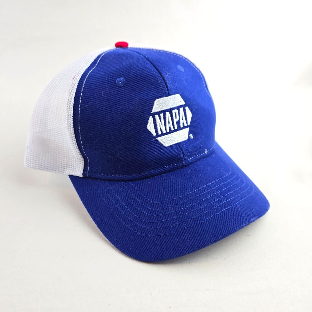 NAPA Trucker Hat Blue White Mesh Adjustable Baseball Cap Automotive Snapback USA